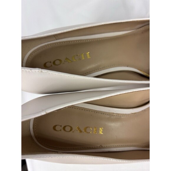 Coach Vonna Heels Cream Chalk 11 Studded Beadchain Pointy Toe Semi Matte Calf - Picture 8 of 16